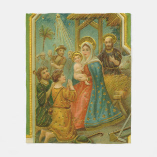Couverture Polaire Vintage Edwardian Era Nativity Christmas Card