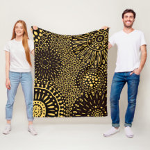Vintage Ethnic Floral Black and Gold Pattern
