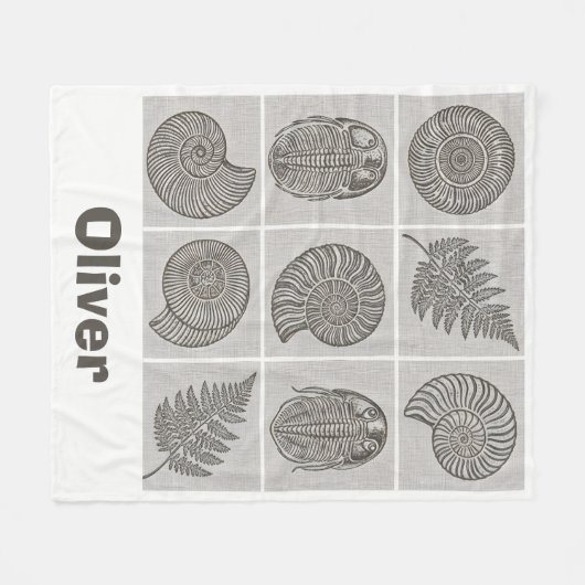 Couverture Polaire Vintage Fossil & Fern Pattern (Devant (Horizontal))