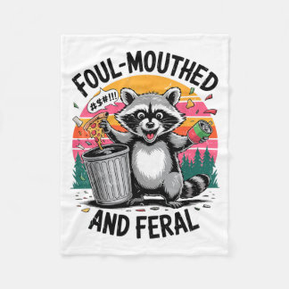 Couverture Polaire Vintage Foul-mouthed & Feral Raccoon Retro Fun