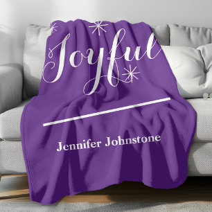 Couverture Polaire Vintage Glam Joyful Nom personnalisé mignon violet