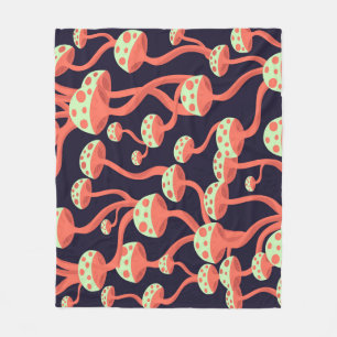 Couverture Polaire Vintage Graphics Champignons Motif sans couture
