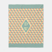 Couverture Polaire Vintage Harlequine Diagonal dans Pastels Monogramm (Devant)