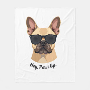 Couverture Polaire Vintage Hey, Paws Up Lunettes de soleil Bouledogue