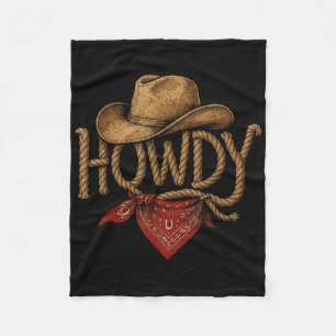 Couverture Polaire Vintage Howdy Cowboy Rétro Western Howdy Cowboy