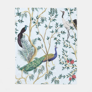 Couverture Polaire Vintage jardin grenade arbre fruitier, oiseau exot