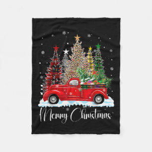 Couverture Polaire Vintage Joyeux Camion rouge de Noël Vieux mode Ch