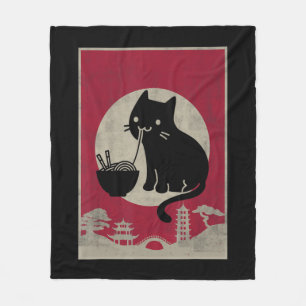 Couverture Polaire Vintage Kawaii Chat Ramen Anime Japonais Cadeaux E