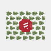 Couverture Polaire Vintage Noël Arbre de Vacances Monogramme (Devant (Horizontal))