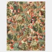 Couverture Polaire Vintage Noël Blanche-Toison (Devant)