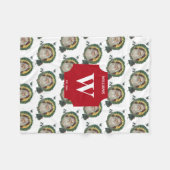 Couverture Polaire Vintage Noël Santa Claus Turkeys Monogramme (Devant (Horizontal))