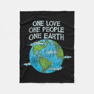 Couverture Polaire Vintage One Love One People Planet Changement clim