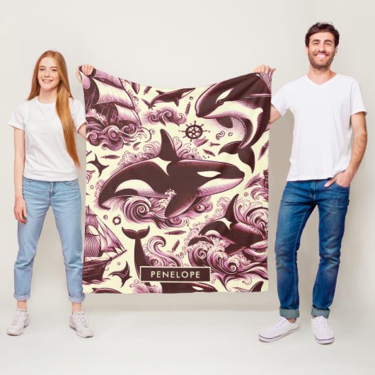 Couverture Polaire Vintage Orca Nautique Sans Mer (En situation)