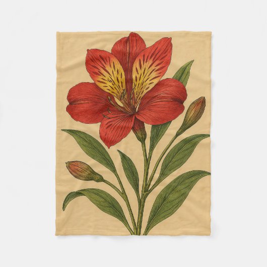 Couverture Polaire Vintage Peruvian Lily on Weathered Paper (Devant)