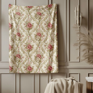 Couverture Polaire Vintage Raffiné Floral Damask Chic Elegant Space
