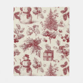 Couverture Polaire Vintage Red Toile Christmas Botanical - Holly (Devant)