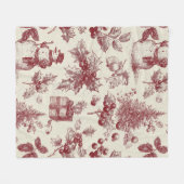 Couverture Polaire Vintage Red Toile Christmas Botanical - Holly (Devant (Horizontal))