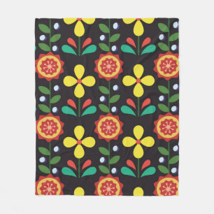Couverture Polaire Vintage rétro vintage fleurs lignes verticales cou