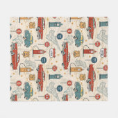 Couverture Polaire Vintage Road Trip Pattern (2) (Devant (Horizontal))
