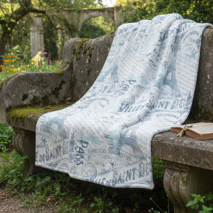 Couverture Polaire Vintage Romance Collage bleu ID226