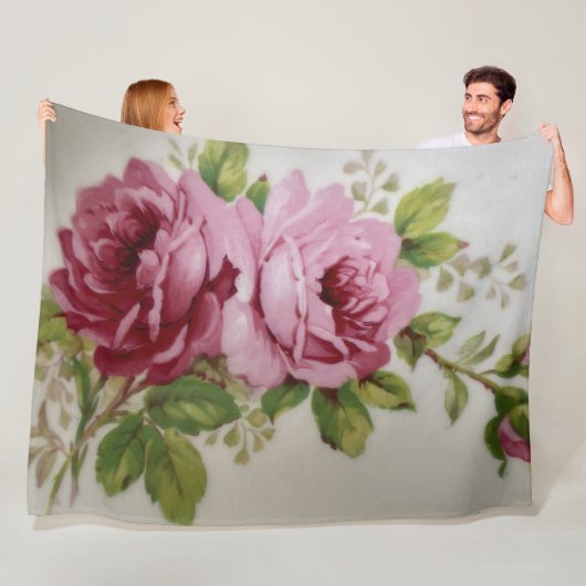 Couverture Polaire Vintage Rose Elegance Fleece Blanket (En situation)