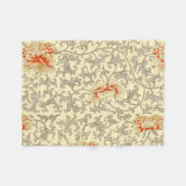 Couverture Polaire Vintage rose gris botanique (Devant (Horizontal))