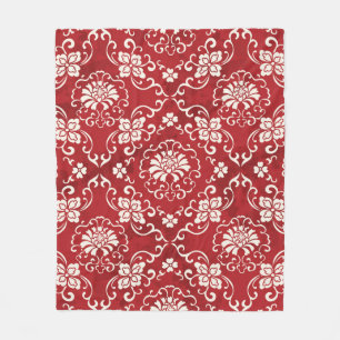 Couverture Polaire Vintage rouge chinois Arrière - plan Botanique Cr