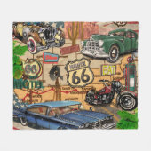 Couverture Polaire Vintage Route 66, affiche nostalgique. (Devant (Horizontal))