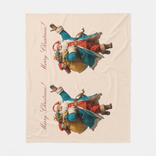 Couverture Polaire Vintage Santa Personalized Christmas Design (Devant)