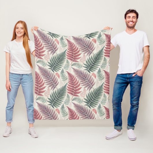 Couverture Polaire Vintage-style botanical fern leaves (En situation)