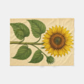 Couverture Polaire Vintage Sunflower on Weathered Paper (Devant (Horizontal))