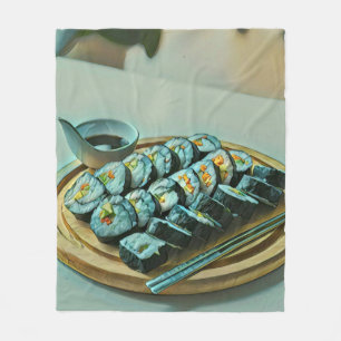 Couverture Polaire Vintage Sushi Artwork