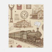Couverture Polaire Vintage Train Station Pattern (1) (Devant)