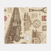 Couverture Polaire Vintage Train Station Pattern (1) (Devant (Horizontal))