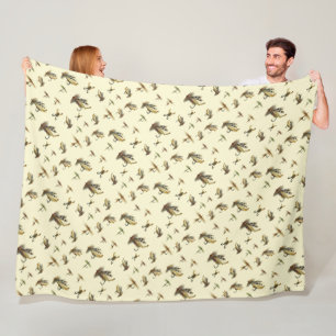 Couverture Polaire Vintage Trout Fly Pêche Thème Motif