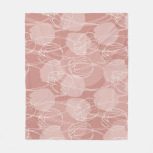 Couverture Polaire Vintage Tulipes blanches Arrière - plan rose