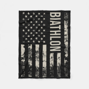 Couverture Polaire Vintage US American Flag Biathlon
