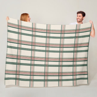 Couverture Polaire Vintage vert marron carreaux esthétique fleece
