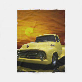 Couverture Polaire Vintage Vieux Camion Jaune