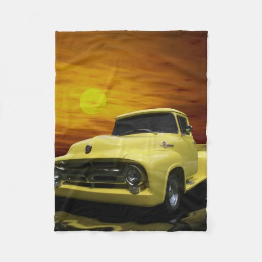 Couverture Polaire Vintage Vieux Camion Jaune (Devant)