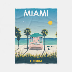 Couverture Polaire Vintage voyage Miami Beach Floride