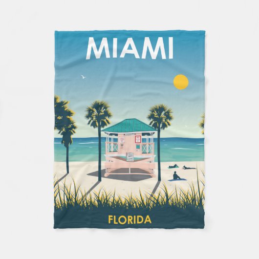 Couverture Polaire Vintage voyage Miami Beach Floride (Devant)