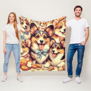 Couverture Polaire Vintage Welsh Corgi Cardigan sans couture