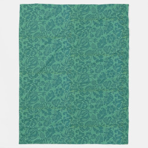 Couverture Polaire Vintage William Morris Floral Motif Vert