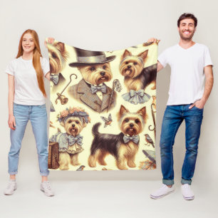 Couverture Polaire Vintage Yorkshire Terrier sans fil