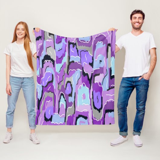 Couverture Polaire Violet Abstrait avec bleu et noir (En situation)