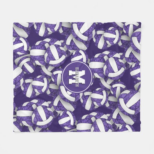 Couverture Polaire violet blanc ceinture volleyball équipe couleurs m (Devant (Horizontal))