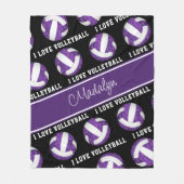 Couverture Polaire violet blanc J'aime volleyball expression texte (Devant)