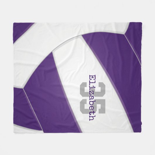 Couverture Polaire violet blanc volleyball filles ou garçons personna (Devant (Horizontal))