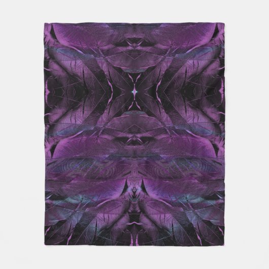 Couverture Polaire Violet bleu violet noir texture abstraite de plume (Devant)